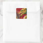 Draak Vierkante Sticker (Tas)