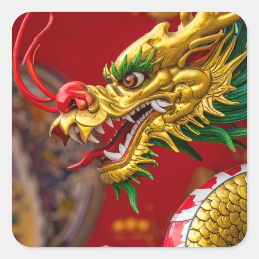 Draak Vierkante Sticker (Voorkant)