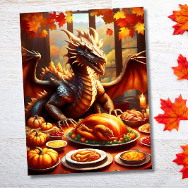 Draak viert Thanksgiving Briefkaart