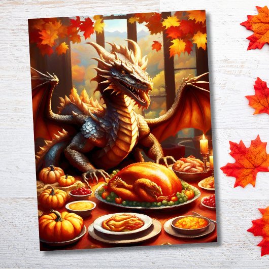 Draak viert Thanksgiving Briefkaart
