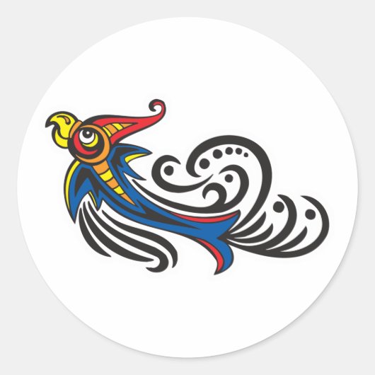 Draak Vogel Stamontwerp Ronde Sticker (Voorkant)