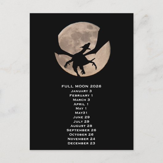 Draak Volle Maan Fasen 2026 Briefkaart (Voorkant)