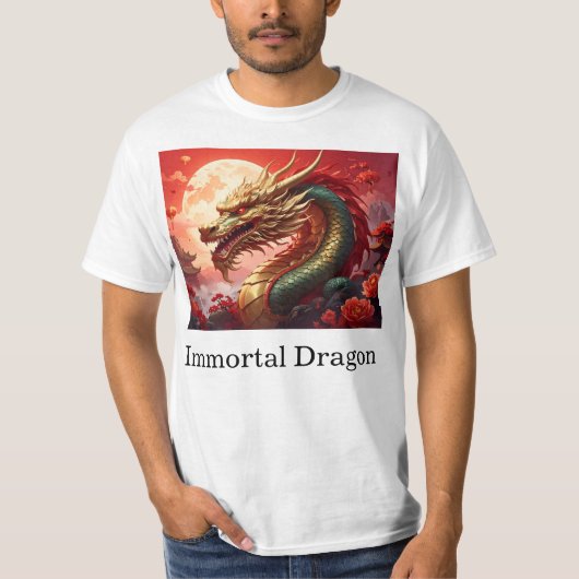 Draak voor, stam achter, aangepaste tekst t-shirt (Voorkant)