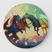 Draak vs Pegasus - Fantasie Kunst Grote Klok (Voorkant)