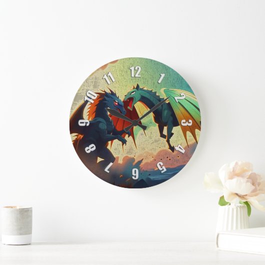 Draak vs Pegasus - Fantasie Kunst Grote Klok (Huis)
