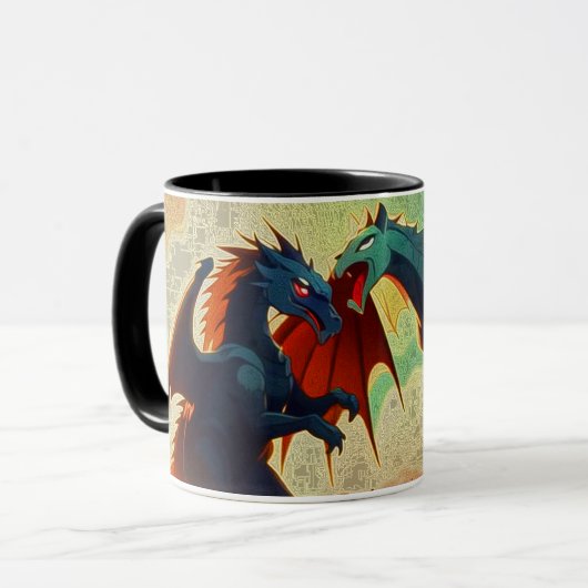 Draak vs Pegasus - Fantasie Kunst Mok (Voorkant links)