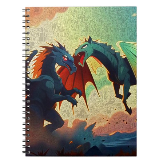 Draak vs Pegasus - Fantasie Kunst Notitieboek (Voorkant)