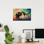 Draak vs Pegasus - Fantasie Kunst Poster (Thuiskantoor)