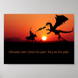 Draak vs Ridder Inspirerende Motiverende Spreuk Poster
