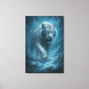 Draak vs Witte Tijger – Mystieke Fantasie Wandkuns Canvas Afdruk