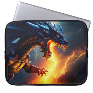 Draak Vuur Bliksem Strijd Twee Laptop Sleeve