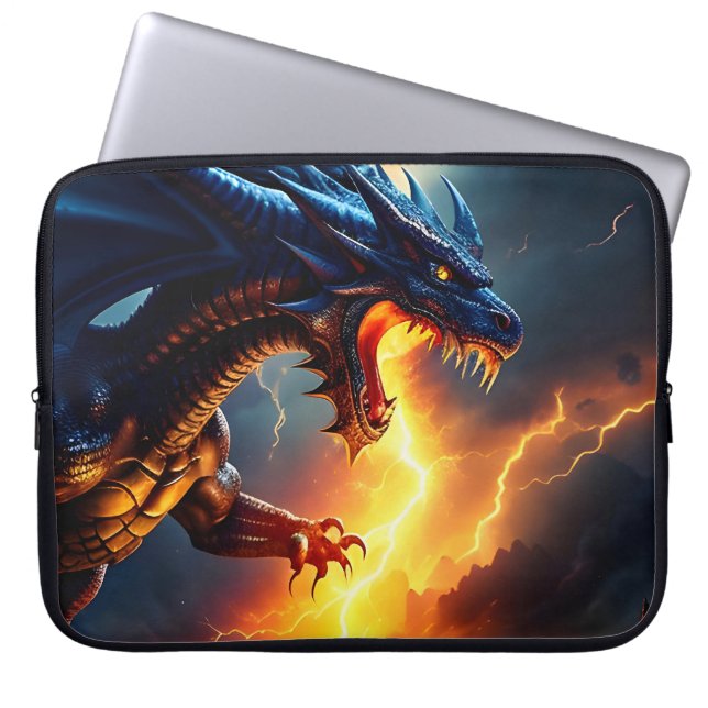 Draak Vuur Bliksem Strijd Twee Laptop Sleeve (Voorkant)