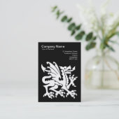 Draak - Wit op zwart Visitekaartje (Staand voorkant)