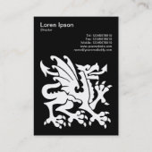 Draak - Wit op zwart Visitekaartje (Achterkant)