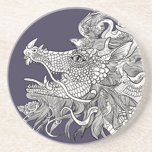 Draak Zandsteen Onderzetter (Voorkant)
