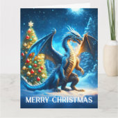 Draak zegt vrolijk kerstfeest kaart (Voorkant)