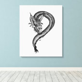 Draak zwart en wit ontwerp canvas afdruk (Insitu (Houten vloer))
