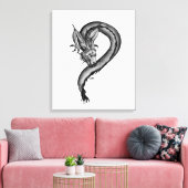 Draak zwart en wit ontwerp canvas afdruk (Insitu (Woonkamer))