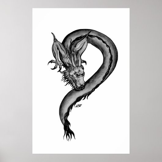 Draak zwart en wit ontwerp poster (Voorkant)