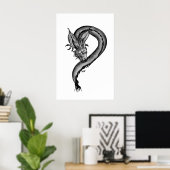 Draak zwart en wit ontwerp poster (Thuiskantoor)