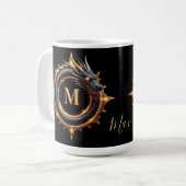 🐉 Draakfantasie Symbool met Aangepaste Naam voor Koffiemok (Voorkant links)