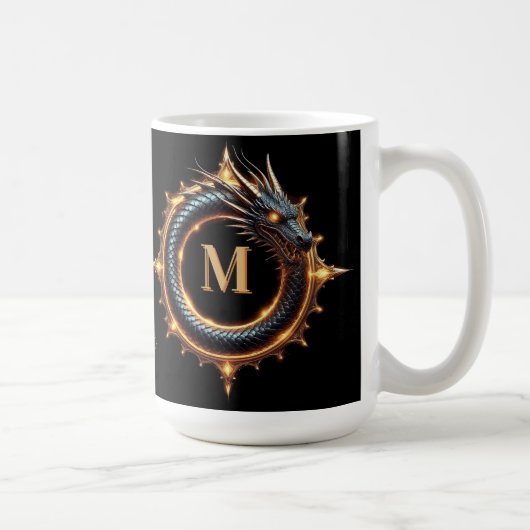 🐉 Draakfantasie Symbool met Aangepaste Naam voor Koffiemok (Rechts)