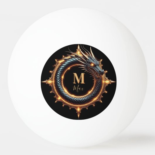 🐉 Draakfantasie Symbool met Aangepaste Naam Voor Pingpongbal (Voorkant)