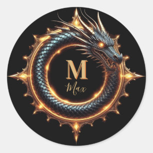 🐉 Draakfantasie Symbool met Aangepaste Naam Voor  Ronde Sticker