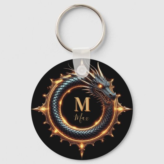 🐉 Draakfantasie Symbool met Aangepaste Naam Voor Sleutelhanger (Voorkant)