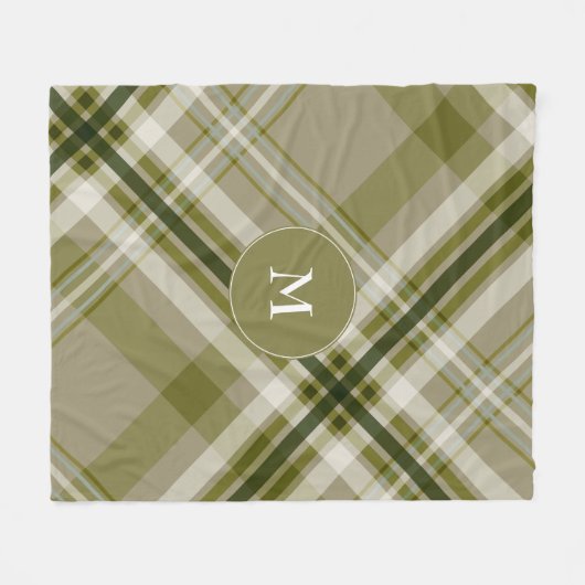 drab olijfgaarden en beige pleisters, monogrammen fleece deken (Voorkant (Horizontaal))