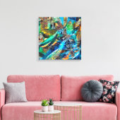 Dracaena Abstracte Calm Blue uitgerekt canvas prin (Insitu (Woonkamer))