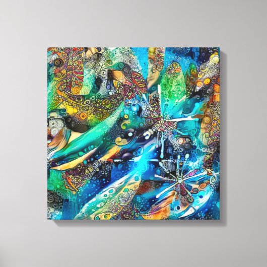 Dracaena Abstracte Calm Blue uitgerekt canvas prin (Voorkant)