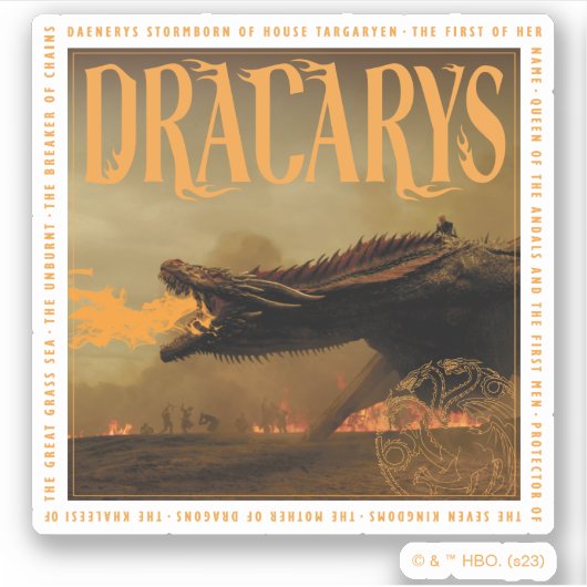 Dracarys Drogon Breathing Fire Graphic Sticker (Voorkant)