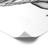 Drache am Fels schwarz-weiß-ontwerp Poster (Hoek)