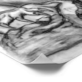 Drache am Fels schwarz-weiß-ontwerp Poster (Hoek)