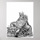 Drache am Fels schwarz-weiß-ontwerp Poster (Voorkant)