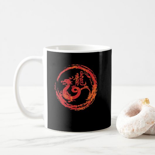 Drache chinesisches Tierkreiszeichen Koffiemok (Met donut)