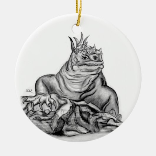 Drache schwarz weiss Zeichnung Keramisch Ornament (Voorkant)