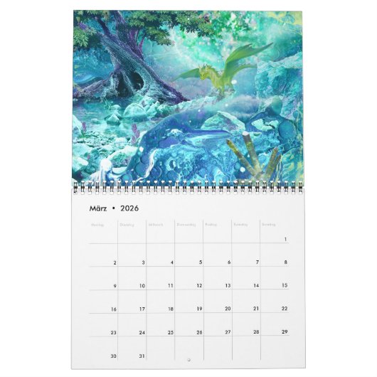 Drachen Kalender, Dragon Calendar, (28cm x 22cm) Kalender (Mar 2026)