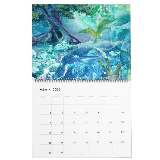 Drachen Kalender, Dragon Calendar,  (36cm x 28cm) Kalender (Mar 2026)