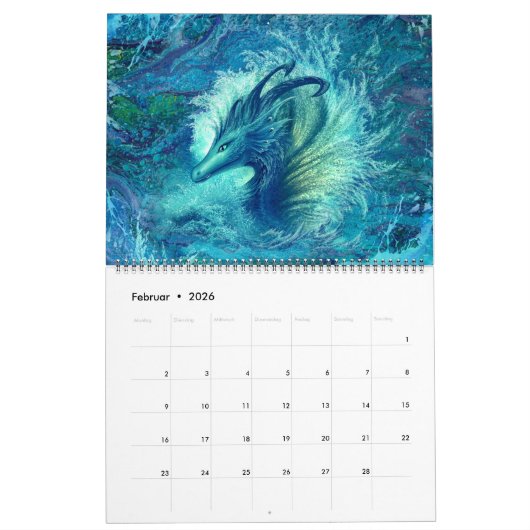 Drachen Kalender, Dragon Calendar,  (36cm x 28cm) Kalender (Feb 2026)