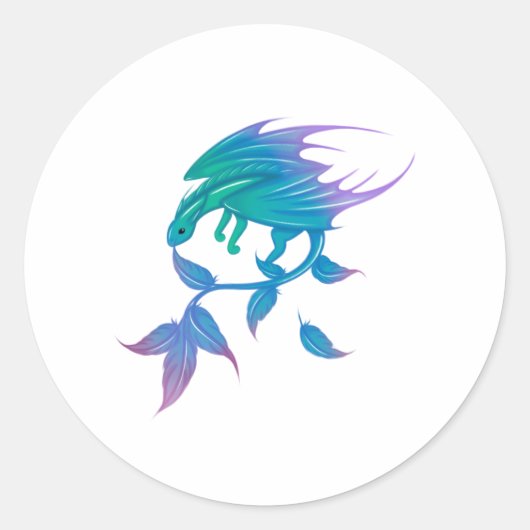 Drachen mit Federn Ronde Sticker (Voorkant)