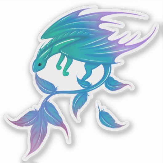 Drachen mit Federn Sticker (Voorkant)
