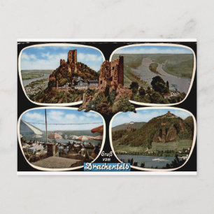 Drachenfels Rijn Kasteel Vintage Multiview Briefkaart