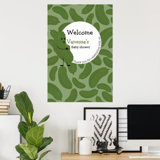 drachtige augurk welkom baby shower thema poster (Thuiskantoor)