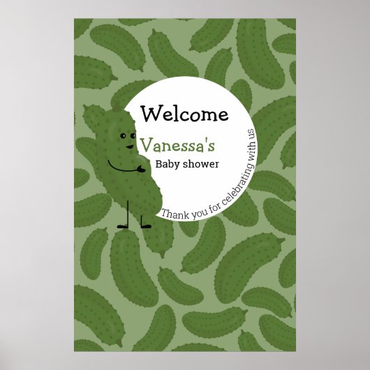 drachtige augurk welkom baby shower thema poster (Voorkant)