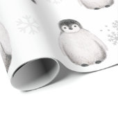 Drachtige pinguïns Snowflakes Winter Droge sneeuw Cadeaupapier (Rol Hoek)
