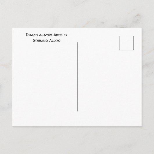 Draco alatus Apes ex Greuino Aldro Briefkaart (Achterkant)