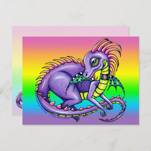 "Draco" Cute Baby Rainbow Dragon Briefkaart (Voorkant / Achterkant)