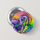 "Draco" Cute Baby Rainbow Dragon Pinback Button (Voorkant /achterkant)